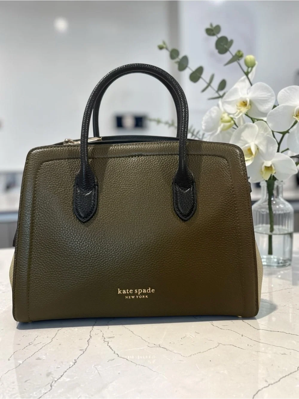 Kate Spade Pebbled Leather Knott ColorBlock Duck Green Satchel Xbody & Wristlet